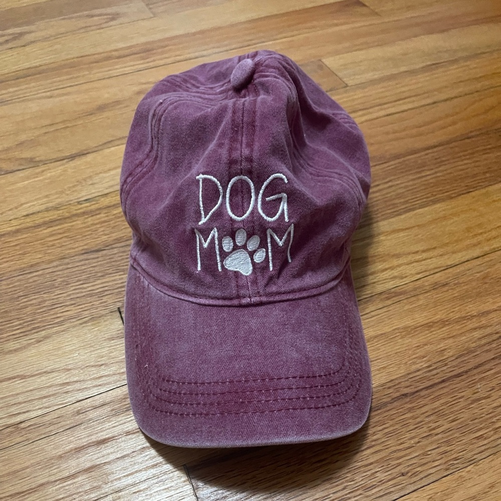 Mauve Distressed Dog Mom Baseball Hat